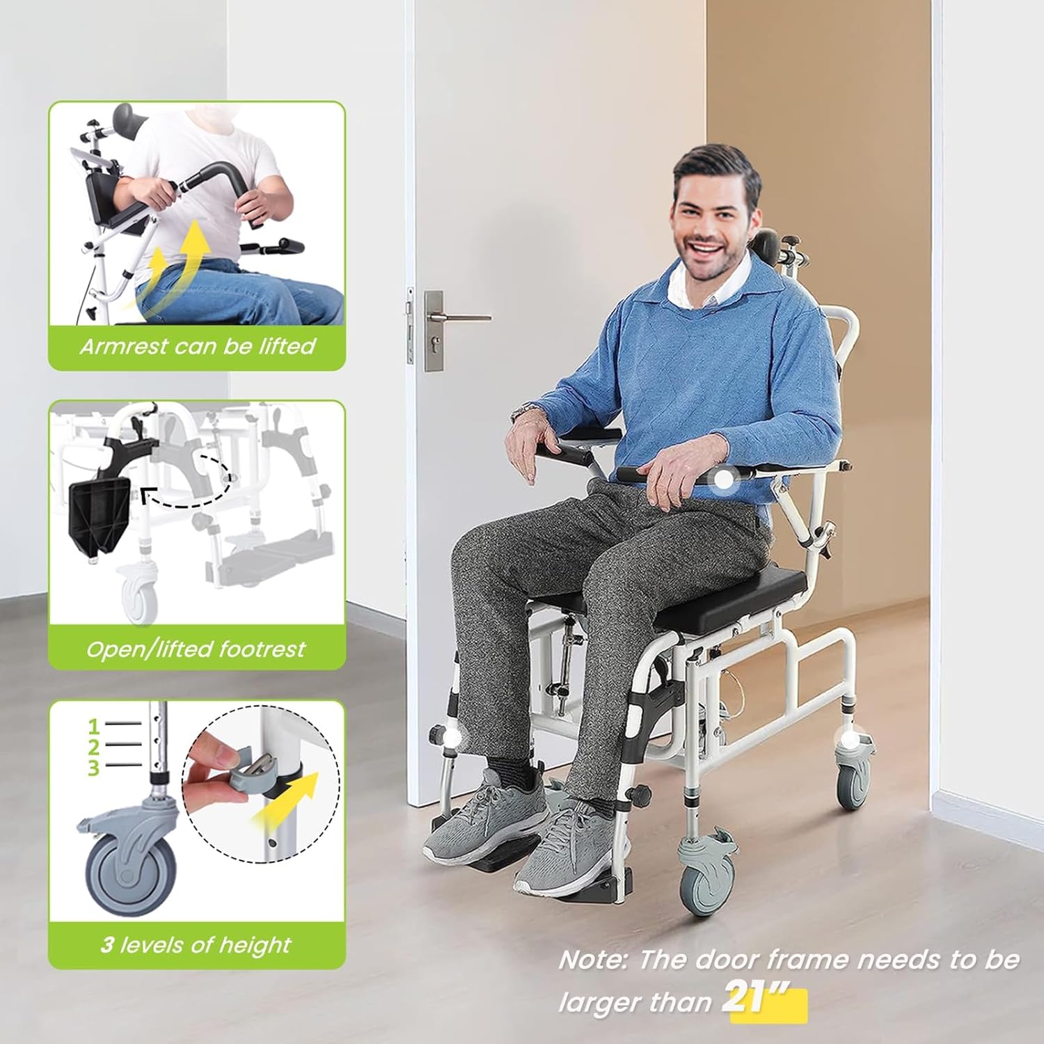 Reclining Shower Chair with Soft Seat Cushion, 300lbs Capacity W3154