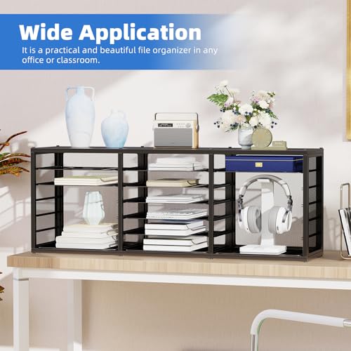 Simple Trending 14 Tier Rolling File Cart with Sliding Trays, Black C4528