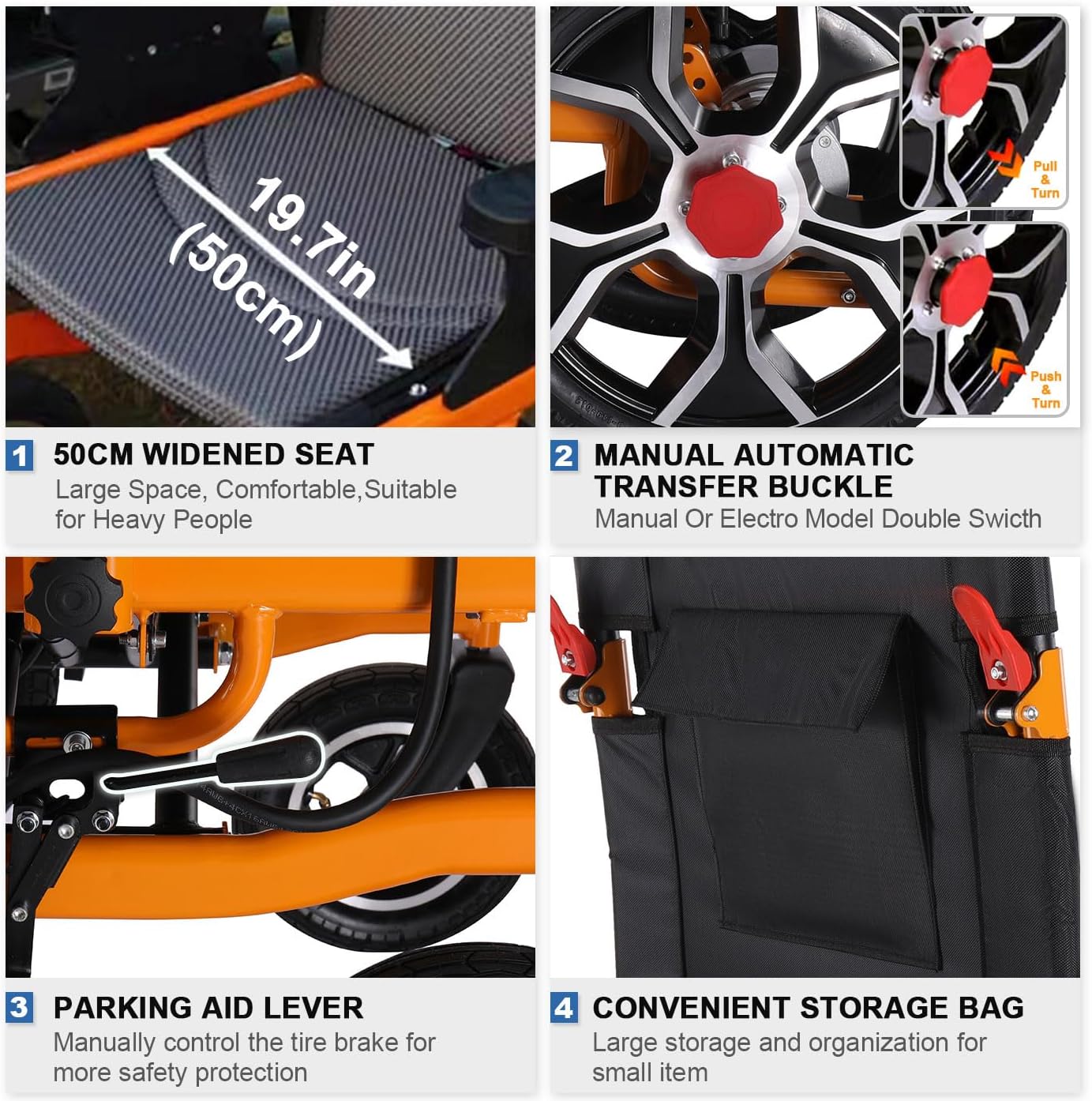Lightweight Folding Electric Wheelchair for Adults, 20in Seat, 300lbs Capacity R662351