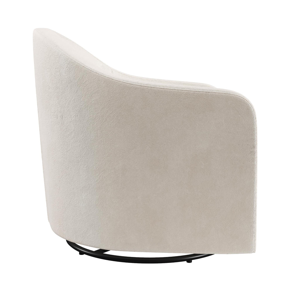 DHP Gentle Swivel Curved Accent Chair, Ivory Velvet J5712
