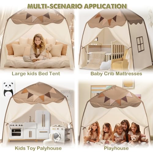 Extra Large Kids Play Tent with Star Lights, Portable & Foldable Teepee B40178