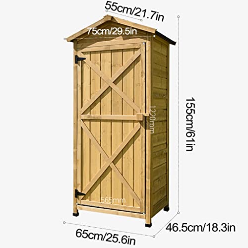 Outdoor Storage Cabinet Wooden Garden Shed with 3 Shelves, Brown B741050