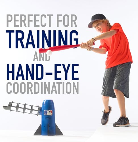 Franklin Sports MLB Kids Pitching Machine Pop Rocket Baseball Trainer with Bat and 5 Balls W217652