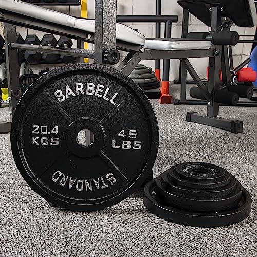 Olympic Cast Iron Weight Plates for Strength Training, Multiple Sizes S1890