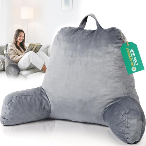 ROKDUK Reading Pillow Arm Pillows for Adults, Back Pillow for Sitting in Bed Shredded Memory Foam Support Backrest Pillows Bed Chair Pillow Cushion Rest Pillow Backrest Pillows in Bed with Arms