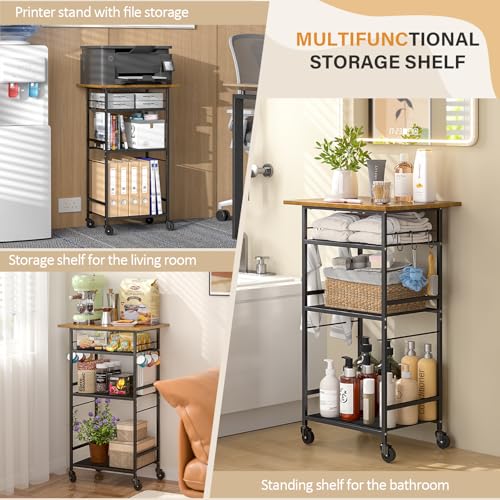 Rolling Kitchen Microwave Cart with Adjustable Shelf, 3 Tier Storage Rack on Wheels K20617