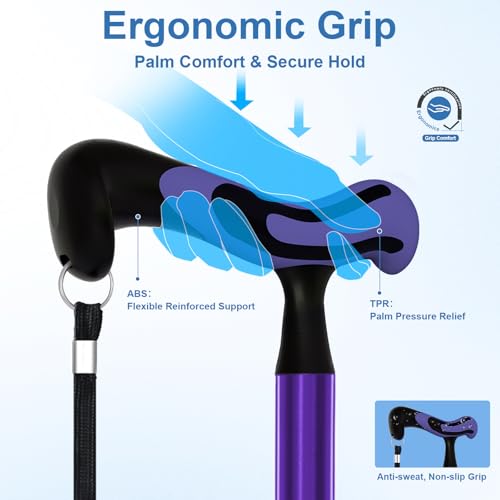 Foldable Adjustable Walking Cane for Men & Women with Travel Bag K5425