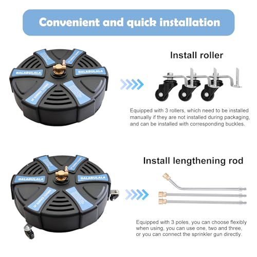 Balabulala 18" Pressure Washer Surface Cleaner with 4 Wheels and Extension Wands W3626