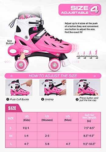 METROLLER Roller Skates for Kids, Adjustable 4 Sizes with Light Up Wheels C6565