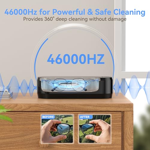 KUNPHY Ultrasonic Jewelry Cleaner, 12oz 46KHz, One-Touch Operation, White W240