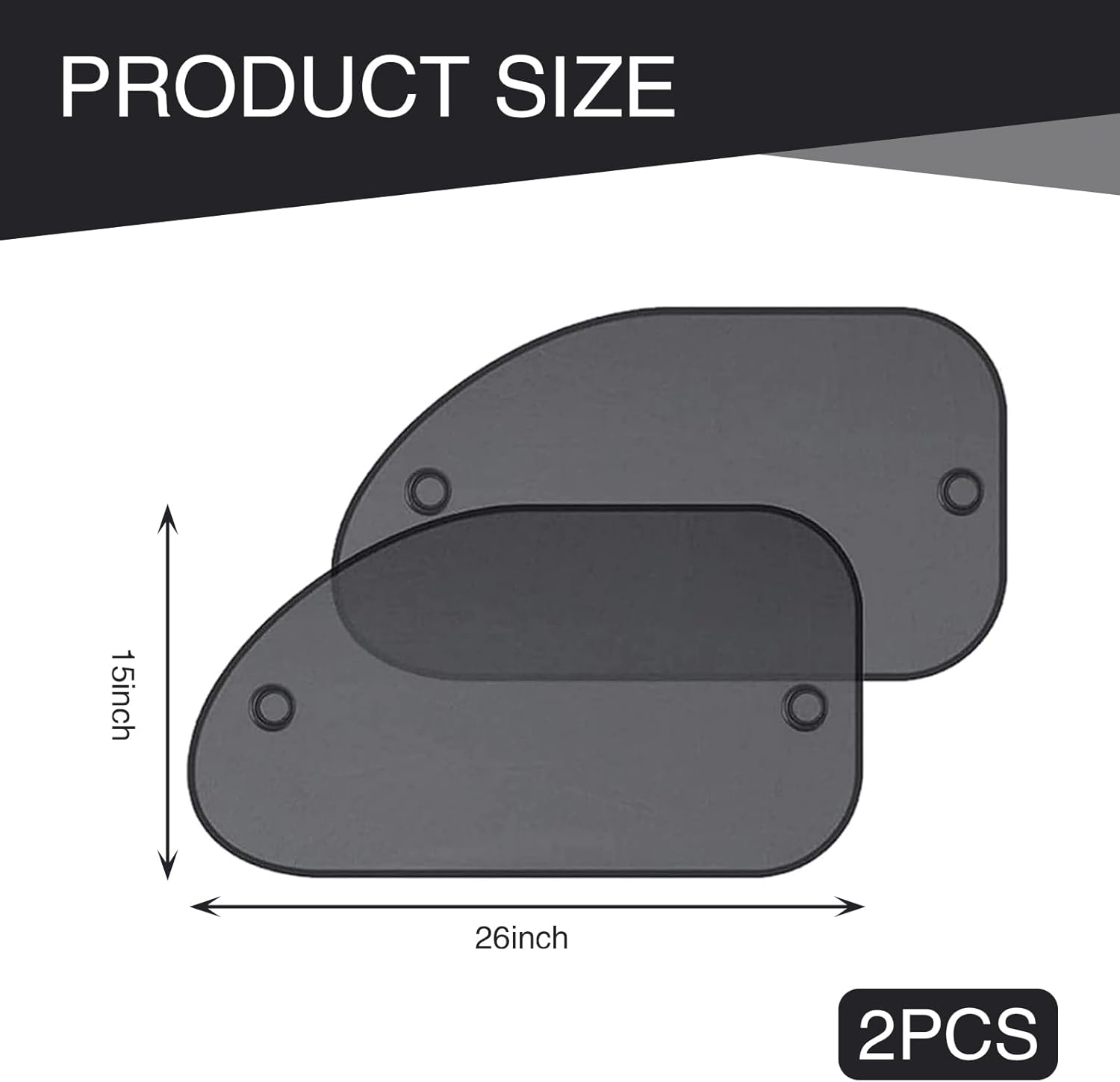 Car Side Window Sun Shade 2 Pack, Breathable Mesh, Black L2279