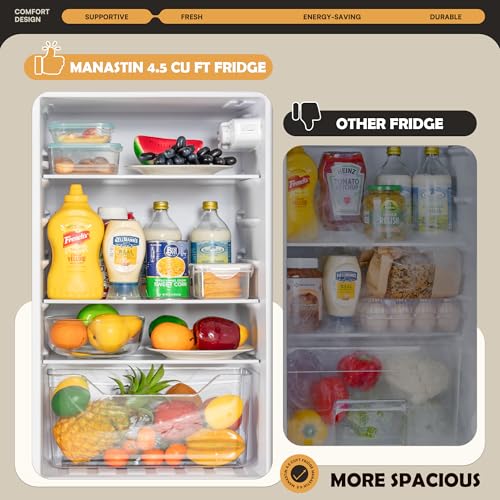 4.5 Cu.ft Mini Fridge with Freezer, 2 Doors, Adjustable Shelves W24775