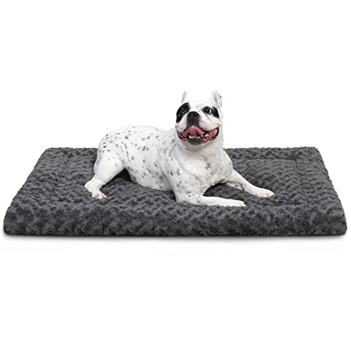 Washable Dog Bed Mat Ultra Soft Crate Pad for Large Dogs, 41 x 27 Inch, Gray K707024