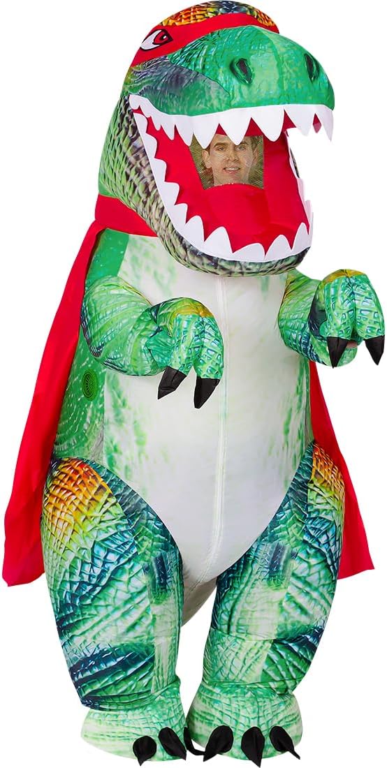 COMIN Inflatable Dinosaur Costume for Adults, Green Halloween Party S823