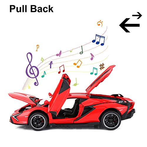 SASBSC Lambo Sian FKP3 Metal Model Car with Light and Sound Pull Back Toy, Blue W36121
