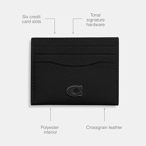 Coach Flat Card Case in Crossgrain Leather, Chalk A577943