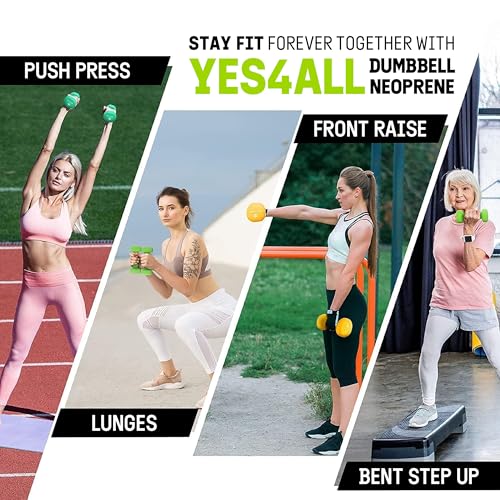 Yes4All Neoprene Coated Dumbbell Hand Weight Sets with Rack U179