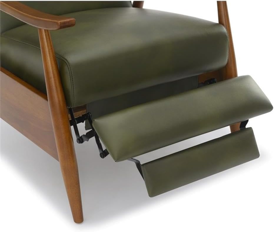 Solaris Fern Green Faux Leather Wood Arm Push Back Recliner I637324