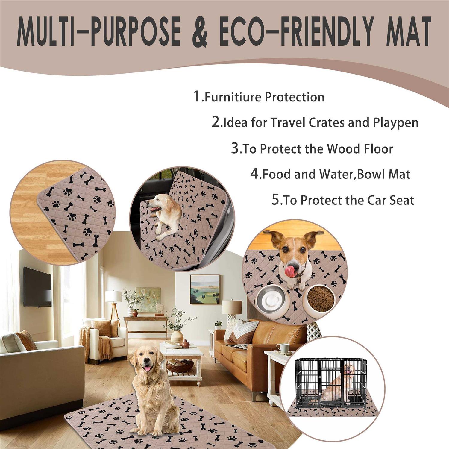 nanbowang Washable Non-Slip Dog Crate Pee Pads for Small Dogs W67447