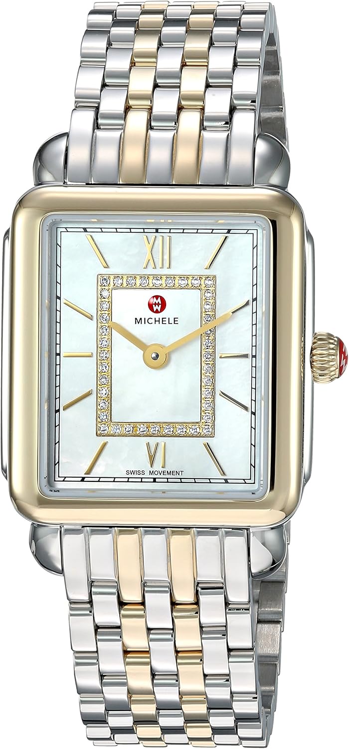 MICHELE Women's MWW06I000024 Deco Watch Head Analog Display Swiss Quartz Two Tone Watch