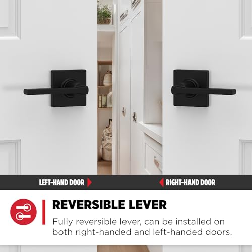 Kwikset Casey Interior Privacy Door Handle with Lock 10 Pack, Matte Black G103018