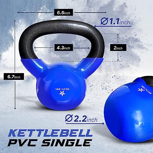 Yes4All 5-100 LB Vinyl Coated Cast Iron Kettlebells M964803