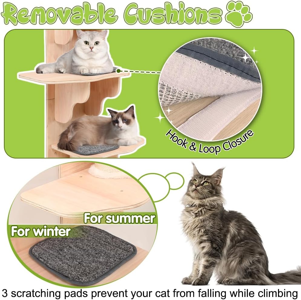 EMUST Door Cat Tree for Indoor Cats, Over The Door Cat Climber with Scratching Post J5857