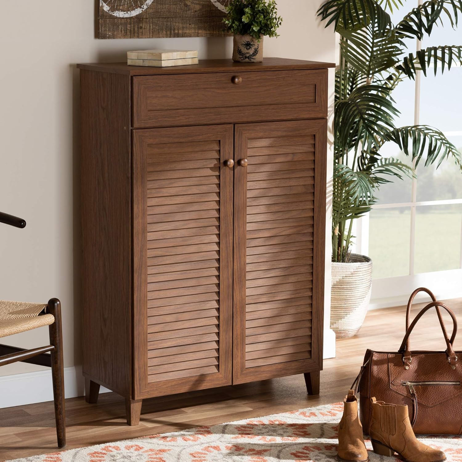 Baxton Studio Shoe Cabinet, Walnut X705466