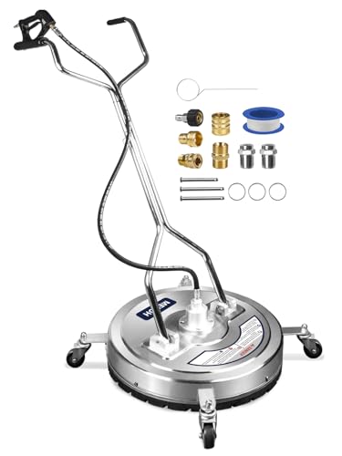Pressure Washer Surface Cleaner 22'', 4500PSI Stainless Steel Surface Cleaner Attachment with Wheels, Power Washer Accessory for Driveway Sidewalk Curb Deck Patio Cleaning, 3/8'' Quick-Connect