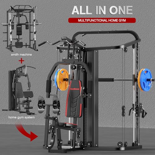 SunHome Multifunction Home Gym System with 138LB Weight Stack P641519