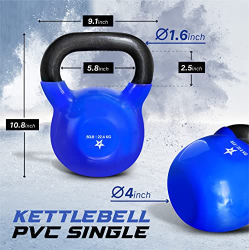 Yes4All 5-100 LB Vinyl Coated Cast Iron Kettlebells M964803