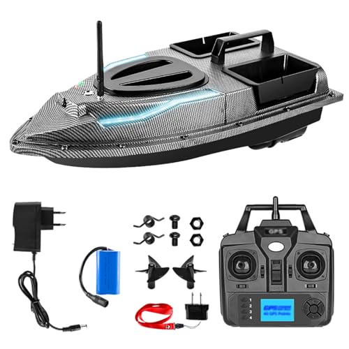 RC Bait Boat, 500M Auto Driving Return, GPS with Dual Motor Fish Finder Correction Night Light Turn Signal, High Speed RC Fishing Bait Boats