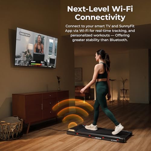 Sunny Health & Fitness Smart WiFi Treadmill, Compact Foldable with Incline E91799
