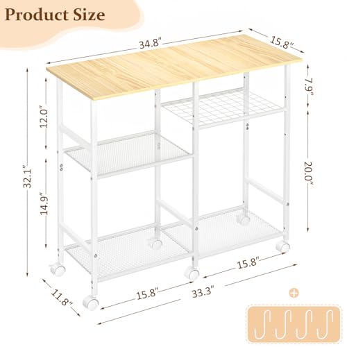 Microwave Cart with Adjustable Shelf and Wheels P795