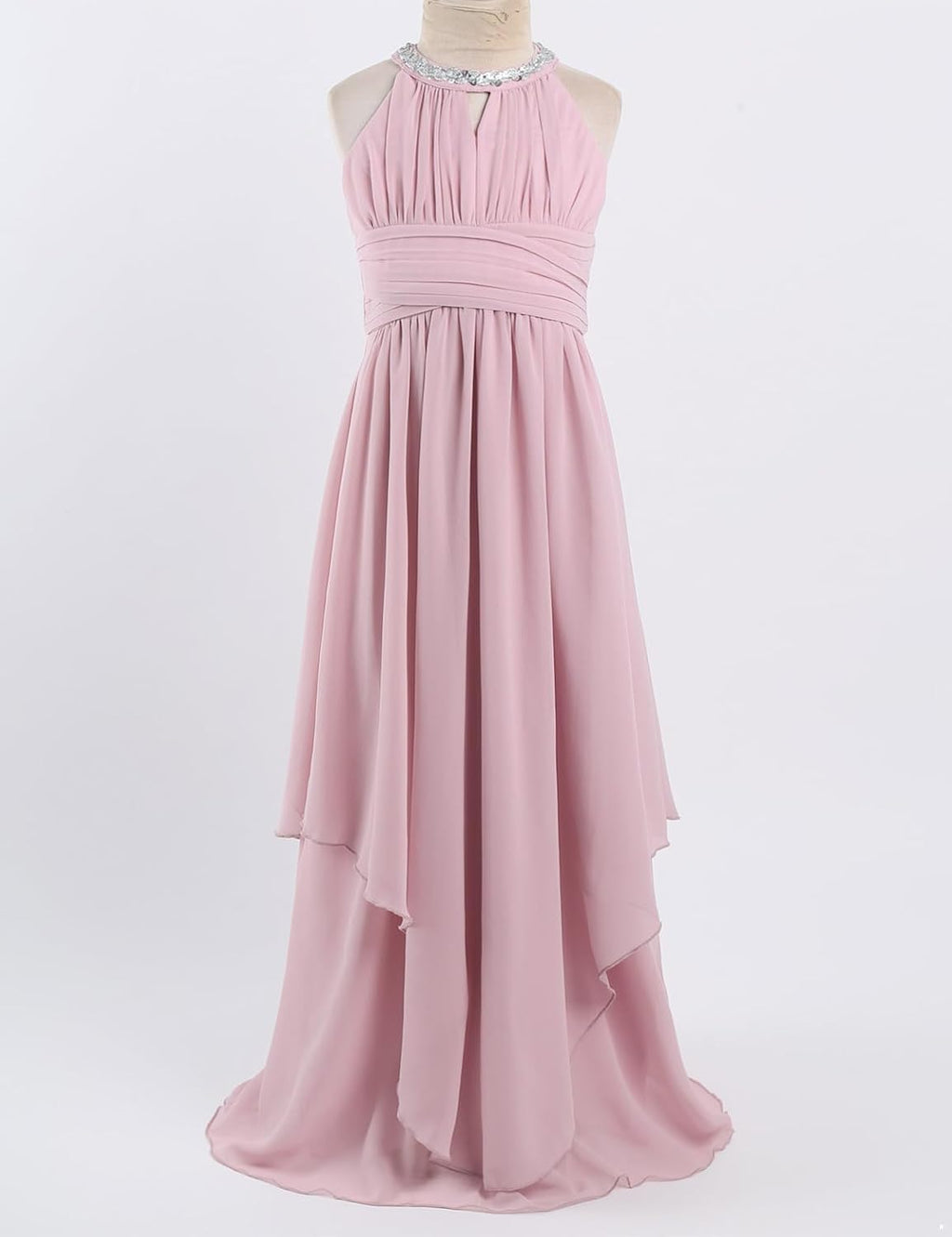 Alvivi Big Girls Halter-Neck Floral Lace Bridesmaid Romper Dress Light Pink 16 Years A34499