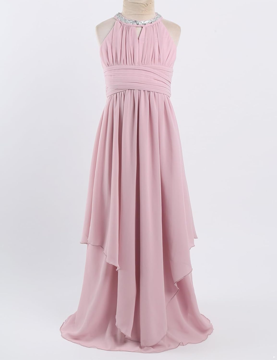 Alvivi Big Girls Halter-Neck Floral Lace Bridesmaid Romper Dress Light Pink 16 Years A34499