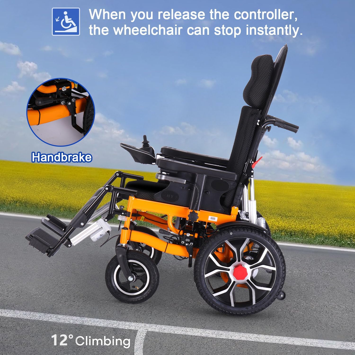 Reclining Electric Wheelchair for Adults, Foldable, 20-Mile Range O4079