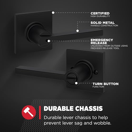 Kwikset Casey Interior Privacy Door Handle with Lock 10 Pack, Matte Black G103018
