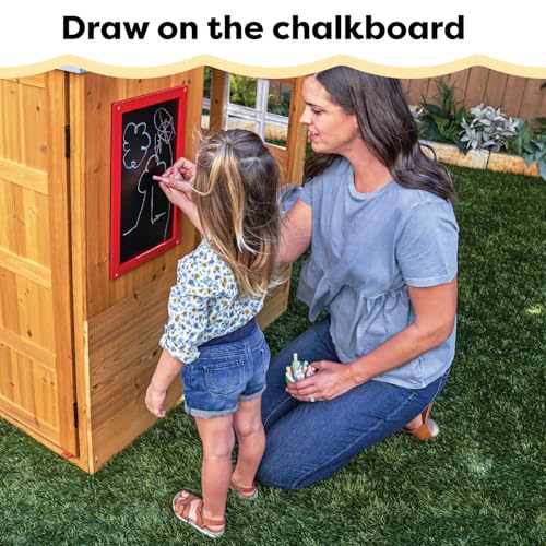 KidKraft Modern Outdoor Wooden Playhouse with Picnic Table and Grill S7361
