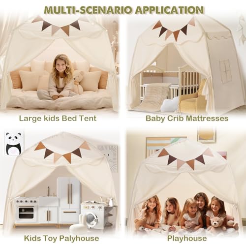 Extra Large Kids Play Tent with Star Lights, Portable & Foldable Teepee B40178