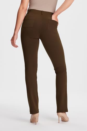 Yogipace Women's Straight Leg Yoga Dress Pants with Belt Loops H62689