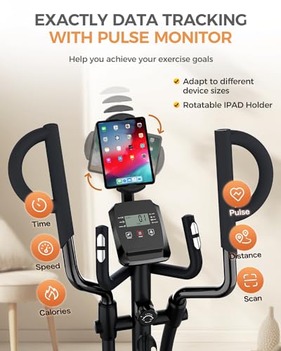 pooboo Elliptical Machine with 16-Level Resistance and LCD Monitor N448672