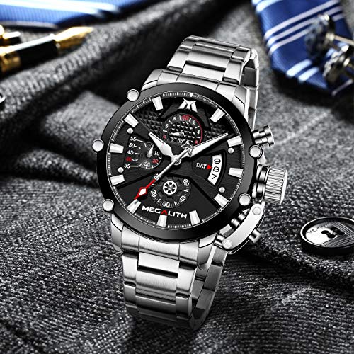 MEGALITH Men's 45mm Stainless Steel Chronograph Watch R758