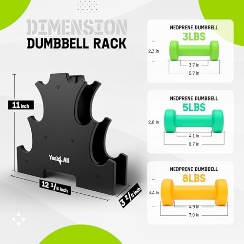 Yes4All Neoprene Coated Dumbbell Hand Weight Sets with Rack U179
