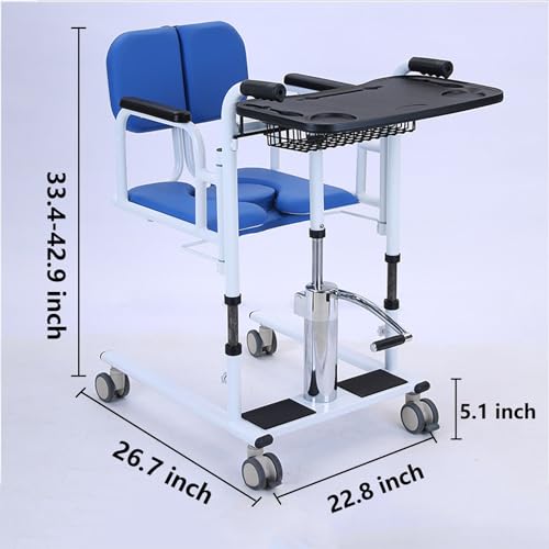 Patient Lift Transfer Chair 4 in 1 Hydraulic with Toilet and Tray Table, 440Lbs N89299