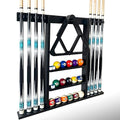 Wall Mount Pool Cue Rack for 8 Sticks, Solid Wood Mahogany S223328