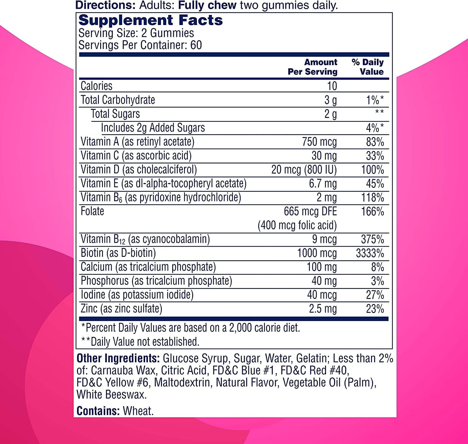 ONE A DAY Multi+ Hair, Skin & Nails Multivitamin Gummy, 120 Count E43224