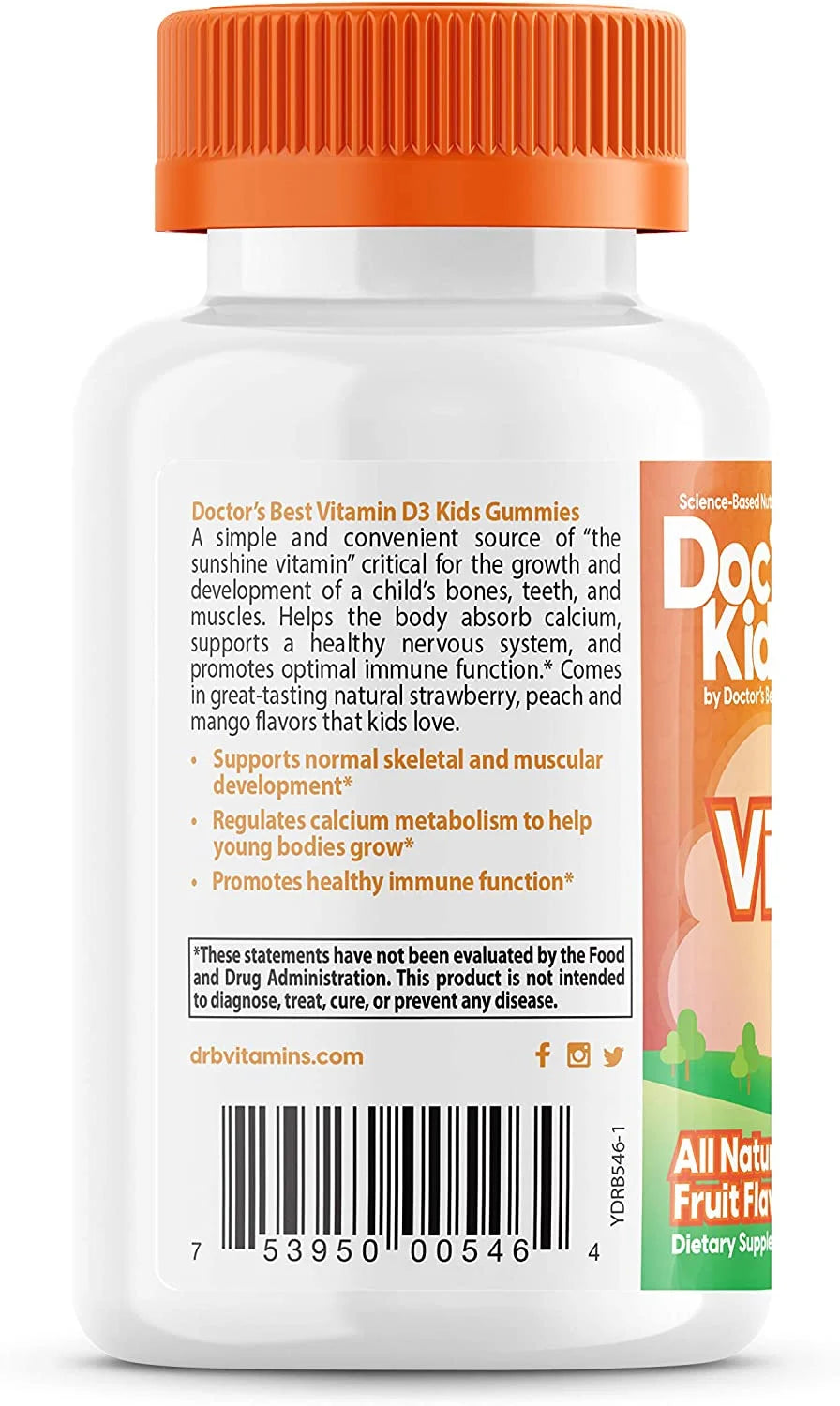 Doctor's Best Vitamin D3 Kids Gummy Natural Fruit 25 mcg, 60 Gummies R80229
