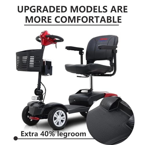 Outdoor Compact Foldable Mobility Scooter for Seniors with Basket, Red Q64050