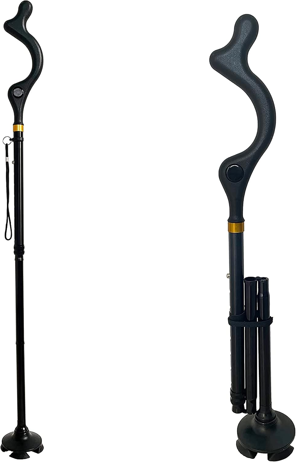 Straight Up Cane Folding Self-Standing, Anti Slip and Height Adjustable for Balance and Comfort, Suitable for Men, Women and Seniors